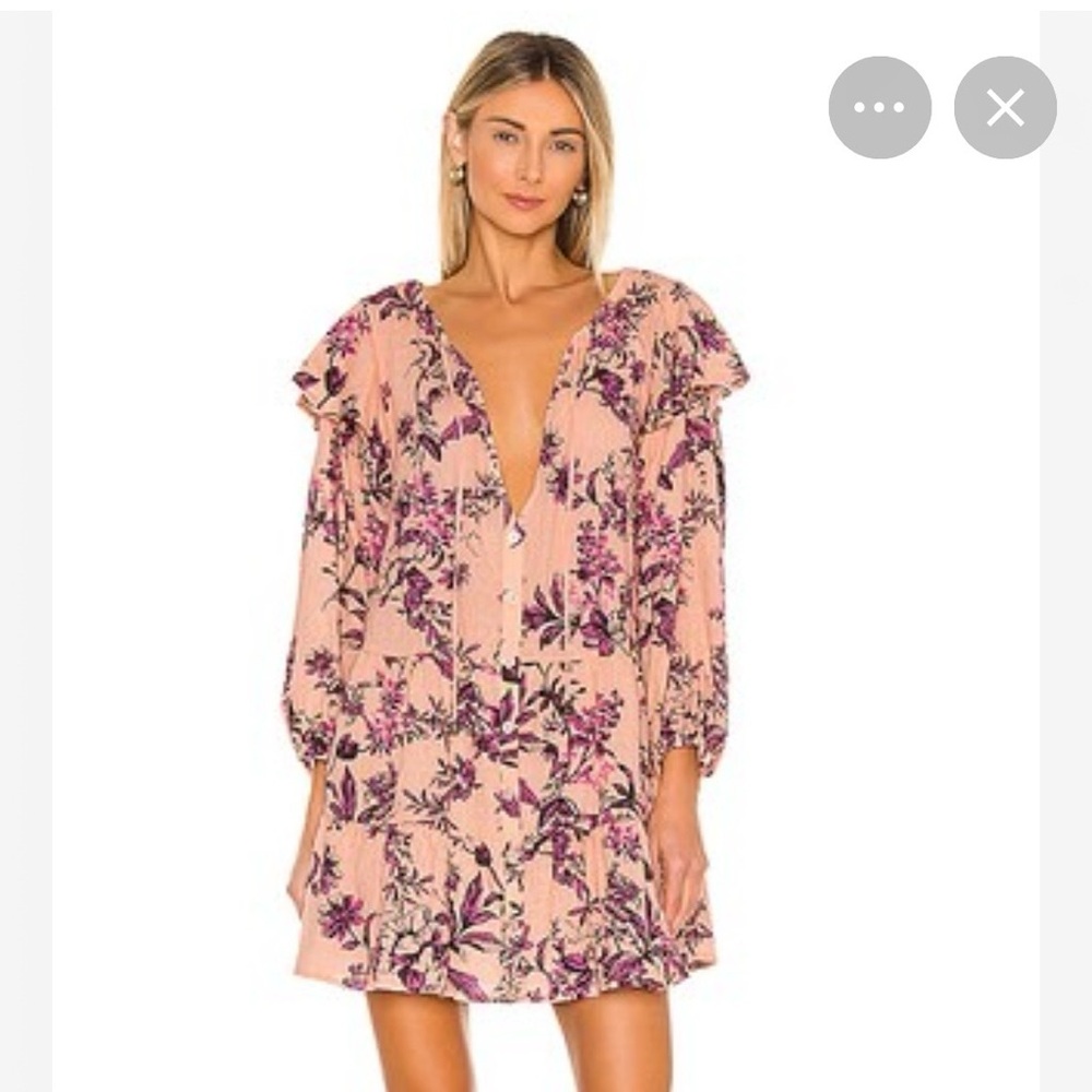 FREE PEOPLE NWOT Sunbaked Swing Dress in Peach Combo L